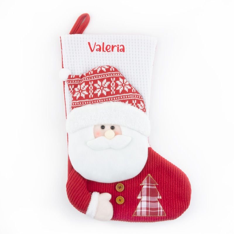 Calcetin Navideño Personalizado Punto Papa Noel - Nanetes